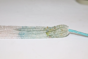 Cuentas de Aguamarina facetadas Rondelle de 3mm de calidad AAA, hebra de 14 pulgadas para fabricación de joyas, piedras preciosas sueltas naturales de Aguamarina múltiple - Product Image 3