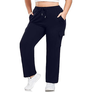 Spring Women Cargo Pants Casual Loose Fit Solid <b>Trousers</b> <b>Elastic</b> <b>Waist</b> Breathable Multi Pocket Cargo Pants for Women - Product Image 1