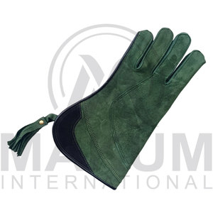 Guantes de cetrería de cuero hasta la muñeca, hechos a mano, de piel de vaca, clásicos, para deportes al aire libre, duraderos para las cuatro estaciones - Product Image 2