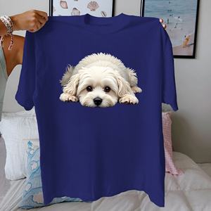 Camiseta Maltesa de algodón puro para mujer ajuste cómodo - Product Image 1