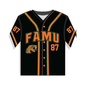 Ropa deportiva de equipo sublimada camiseta de béisbol personalizada FAMU Rattlers - Product Image 1