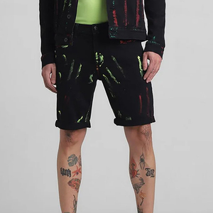 Ensemble de shorts en jean pour homme de qualité supérieure, taille haute personnalisée, coupe droite décontractée, tricot uni, respirant, séchage rapide, 100 % coton pour l'été - Product Image 5