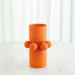 Vase à fleurs moderne en métal mat orange, design bulle nordique, vase décoratif en fer pour salon de luxe, décoration intérieure - Product Image 1
