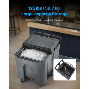 Attrezzatura da Cucina Commerciale, Contenitore Portatile Isolato per Ghiaccio con 4 Ruote, Coperchio Ribaltabile, Capacità 125 Libbre, 31,5 X 22,8 X 29 Pollici - Product Image 2