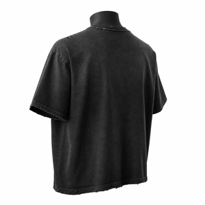 เสื้อยืดโอเวอร์ไซส์สไตล์วินเทจแบบทำสีซีดและขาดๆ |   เสื้อยืดผ้าฝ้ายลายกราฟิกสตรีทแวร์ผู้ชาย ผู้ผลิตแบบ OEM ODM - Product Image 4