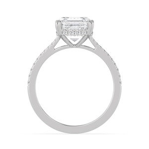 Bague de fiançailles en diamant de laboratoire rond et Asscher de 3,24 carats en or rose 10K, bijoux de mariage raffinés - Product Image 4