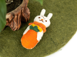 Handmade Stitched Felt <b>Easter</b> Bunny in Carrot – Wool Bunny <b>Ornament</b>, Hanging <b>Easter</b> Decor, Basket Toy & <b>Easter</b> Gift Decoration - Product Image 3