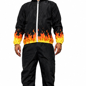 Ensemble de survêtement streetwear deux pièces pour le sport et la course, comprenant une veste coupe-vent réfléchissante en nylon et un pantalon de jogging - Product Image 4