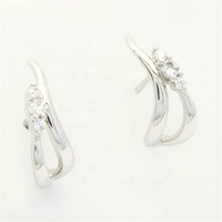 Boucles d'oreilles en diamant couleur H 100% naturel pour femmes, haute qualité, or blanc 18 carats plaqué rhodium, 0,16 ct, taille brillant, tendance, anniversaire