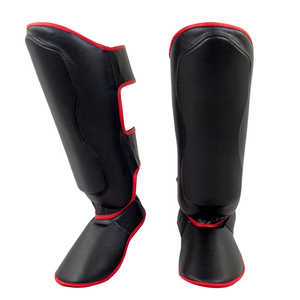 OEM Supply Customizable Logo Heavy Duty Breathable Boxing MMA Leather Shin Guards with Foot Protection for Thai Boxing - Product Image 1