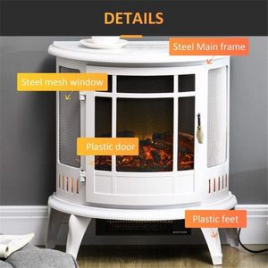 22\" White Electric Fireplace with 1500W Heating Power - Product Image 5