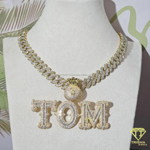 Custom " ANDY " <b>Name</b> Pendant Moissanite Diamond Cuban Link <b>Chain</b> Hip Hop Iced Out Necklace For Men Women - Product Image 2