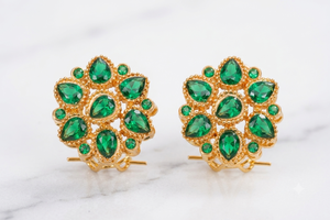 Wholesale Fashion Jewelry Gold Plated <b>Crystal</b> Flower <b>Stud</b> <b>Earrings</b> Micro Pave CZ Stone Statement <b>Earrings</b> for Women Wedding - Product Image 2