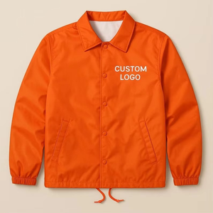 เสื้อแจ็คเก็ตผู้ชายสีส้มแบบติดกระดุม ปักโลโก้ได้ ปรับชายเสื้อได้ ปลายแขนเสื้อแบบริบ สไตล์สตรีทแวร์ รับผลิตแบบ OEM ปักโลโก้ได้ เสื้อแจ็คเก็ตลำลอง - Product Image 5