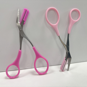 Ciseaux à sourcils de qualité supérieure, lame incurvée, pointe acérée, acier inoxydable, manche en plastique, pour filles - Product Image 1