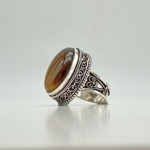 Tiger’s Eye Gemstone <b>Ring</b> Natural Brown Stone <b>Ring</b> Sterling Silver Jewelry Boho <b>Statement</b> <b>Ring</b> Gift for Her Him - Product Image 4