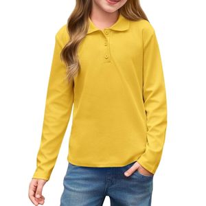 Camisetas Polo Personalizadas para Niñas, Manga Larga, Uniformes Escolares Clásicos, Ropa Casual Elegante, Camisetas Polo Modernas - Product Image 2
