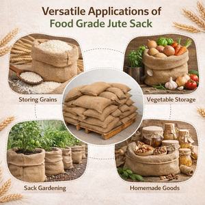 Sac en jute écologique, biodégradable et réutilisable pour l'emballage agricole, robuste, naturel, pour céréales, pommes de terre, oignons, riz, sérigraphie - Product Image 4