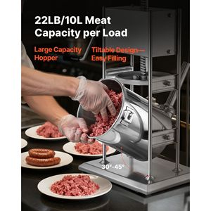 Insaccatrice Manuale a Doppia Velocità 22 LBS/10 L in Acciaio Inossidabile, Macchina Verticale per Riempimento di Carne con Funzione per Insaccare Salsicce e Carne - Product Image 4