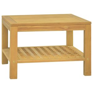 Mesa de Centro Moderna Pequeña Cuadrada de Madera de Teca Sólida, Estilo Contemporáneo Natural - Product Image 1