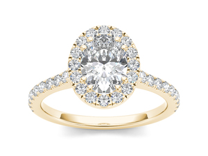 Anillos Clásicos de Compromiso, Boda y Aniversario en Oferta, Diamante Cultivado en Laboratorio con Corte Ovalado de 1 Quilate, Certificado por IGI, Anillo de Oro Sólido de 14K - Product Image 1