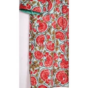 Peignoir Kimono de Luxe Vintage pour Femme, Broderie Kantha Faite Main, 100% Coton, Motif Floral, Vêtement de Nuit d'Été, Qualité Supérieure, Respirant - Product Image 3