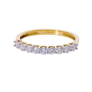 Bague demi-éternité en or 14 carats 0,54CTW avec diamants véritables taille ronde, bague de mariage empilable élégante - Product Image 1