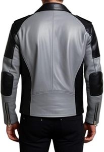 Blouson Bomber Homme en Cuir PU, Col Rabattu, Fermeture Éclair, Noir Uni, Coupe Slim, Longueur Standard, Style Urbain Automne - Product Image 2