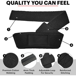 Sangles de levage premium pour hommes et femmes, support de poignet pour la musculation, soulevé de terre, haltérophilie, fournisseur OEM - Product Image 2