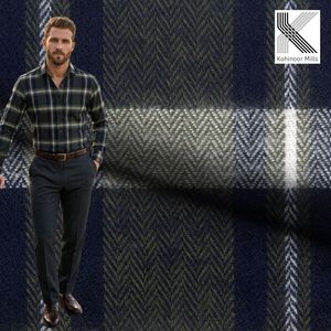 Tissu Sergé Chevrons 100% Coton Teint en Fil 170 GSM Vert Marine à Carreaux Tissage en Relief Finition Douce Fabricant OEM ODM Vente en Gros - Product Image 2