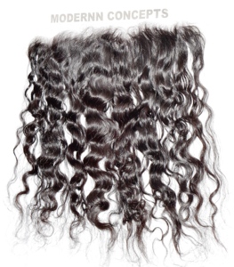 Extensions de cheveux humains 100% vierges Remy ondulés, frontales 13x4, double trame machine, pour pose par fusion/tissage/clip-in, vente en gros - Product Image 4