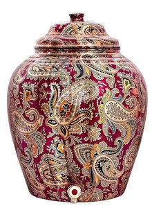 Distributeur d'eau en cuivre avec motif Paisley, design rouge et or, fonctionnement manuel, pour usage domestique - Product Image 4
