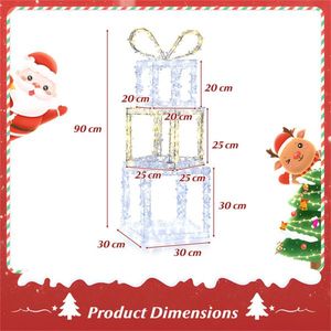 Luci di Natale con 200 LED e Perline in Acrilico, Scatole Regalo Illuminate da 3 Piedi (Luce Bianca Calda/Fredda) - Product Image 3