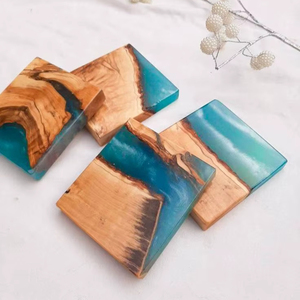 Handmade Walnut Epoxy Coaster <b>Set</b> for Modern Homes Elegant Walnut Wood Resin Coasters for Office & Home - Product Image 1