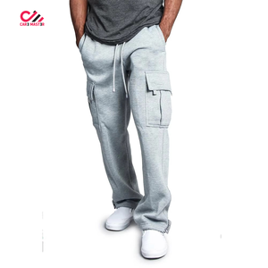 Men's <b>Light</b> Gray Cotton Cargo Baggy <b>Trousers</b> Elastic Waist Multiple Pockets Casual Autumn Wear Care Master - Product Image 4