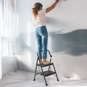 2 scaletta a pioli rapidi in acciaio antiscivolo strumenti domestici portatili supportati in metallo per uso domestico/ufficio - Product Image 3