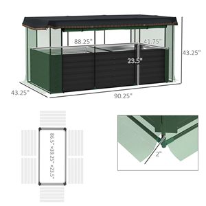 Jardinière surélevée en acier galvanisé gris foncé avec cage de protection et toile d'ombrage pour fleurs, légumes et herbes - Product Image 3