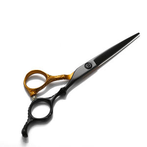 Ciseaux de coiffure professionnels 6 pouces en acier inoxydable, ciseaux de barbier avec manche noir et or, outils de coupe de précision - Product Image 1