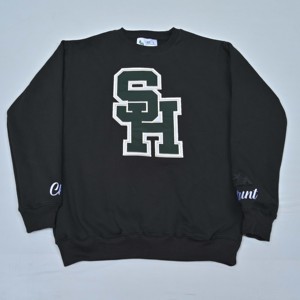 Sudadera negra de cuello redondo para mujer, manga larga, diseño bordado con la letra SH, corte regular, sudadera de algodón tejida para otoño. - Product Image 6