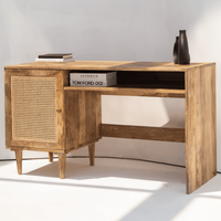 Bureau en bois massif naturel moderne Vandana Vesta Merino Rattan Door Bleach, mobilier de bureau en bois