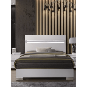 Letto Matrimoniale Naima II in Finitura Bianco Lucido, Elegante Prodotto per la Camera da Letto - Product Image 1