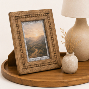 Classic Design Hand Carved Mango <b>Wood</b> Photo <b>Frame</b> Wholesale Rustic Beaded Wooden <b>Picture</b> <b>Frame</b> for Tabletop Home Decor - Product Image 4