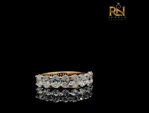 Oval Cut Lab Grown Diamond Half Eternity Band Solid Gold Shared Prong <b>Stacking</b> <b>Ring</b> Women OEM ODM Wholesale B2B Supply - Product Image 3