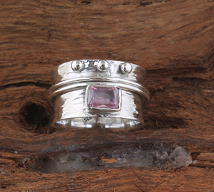 Anillo de banda clásico de lujo con circonitas rosas, plata de ley 925, chapado en oro, joyería llamativa para bodas y fiestas, alta calidad, brillante - Product Image 1