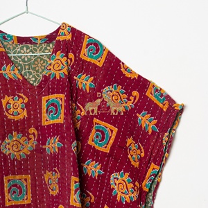 Best Quality Handmade <b>Kantha</b> Stitch Cotton Vintage Kaftan Cotton <b>Kantha</b> Quilted Women's Winter Wear Dresses - Product Image 2