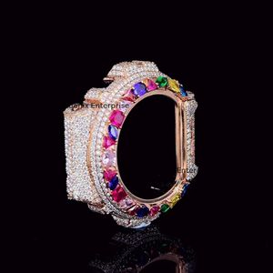 Étui de luxe arc-en-ciel serti de pierres, style hip-hop, plaqué or, argent 925, étui personnalisé pour homme - Product Image 4