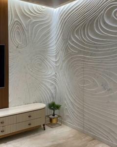 Murale murale en pierre CNC personnalisée avec motif vague et flûte |   Panneau mural décoratif au design moderne en pierre de grès/marbre finition polie - Product Image 1