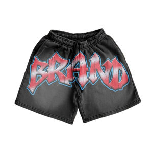 Black Knitted Cotton T-Shirt Shorts Set <b>Skull</b> Print Crew Neck Summer Casual Men Streetwear Style Silk Screen Printing - Product Image 5