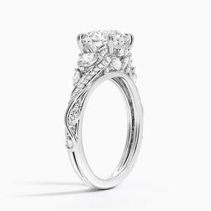 14K Yellow Gold Ring Featuring the Begonia Vine Three Stone Diamond Design - Product Image 4