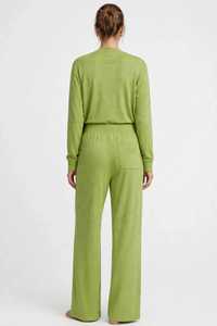 <b>Women</b> 3 Piece Lounge Set Green Solid Long Sleeve <b>Cardigan</b> Tank Top Wide Leg Pants - Product Image 2